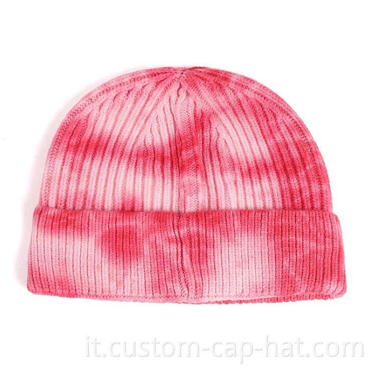 short tie dye beanie hat